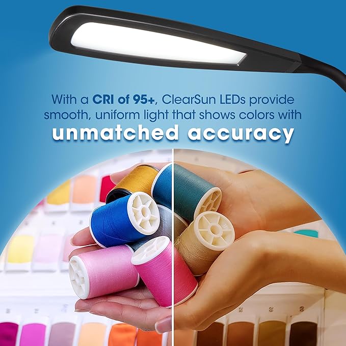 OttLite ClearSun Flex LED Floor Lamp, Touch Activated Controls, Adjustable Neck, Smart Memory Feature, Great for Book Light, Floor Lamps for Living Room, Reading Light, Standing Lamp