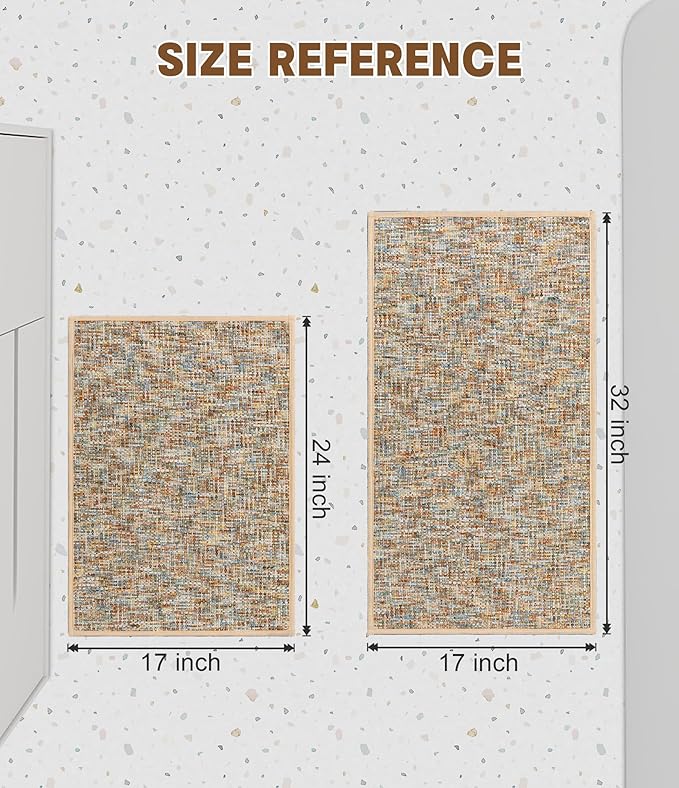 YIHOUSE Bathroom Rugs Sets 2 Pieces, Ultra Thin Non Slip Washable Bath Mat Sets, Absorbent Quick Dry Bath Mats for Bathroom Floor, Yellow