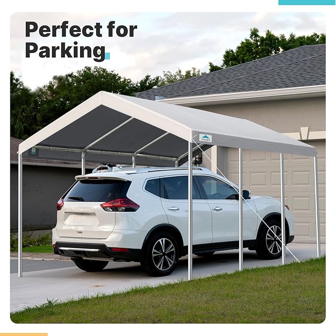 ADVANCE OUTDOOR 10x20 ft Heavy Duty Carport Potable Car Canopy Garage Party Tent Boat Shelter, Adjustable Height from 9.5 ft to 11 ft, Gray