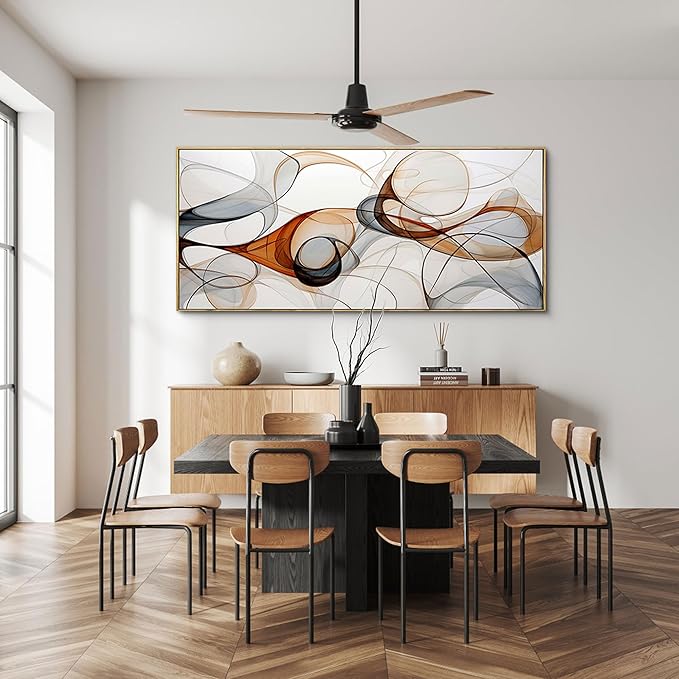 KLAKLA Modern Abstract Frame Wall for Living Room Gray and Brown Designs Colorful Curves and Translucent Medium Office Wall Decor Picture Artwork for walls - 70x31 Inches