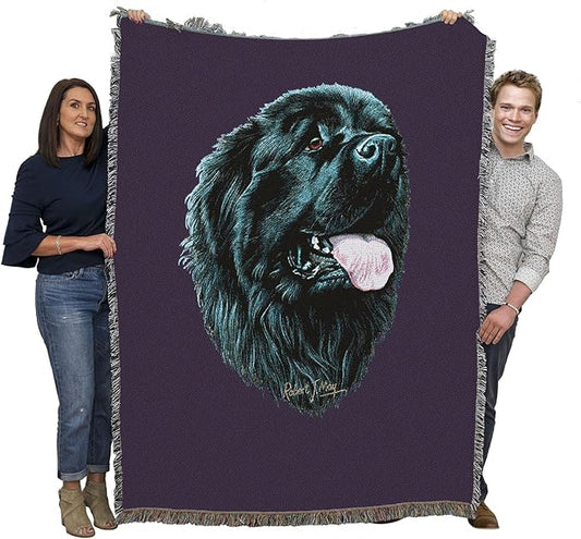 Pure Country Weavers Newfoundland Dog Woven Blanket Purple by Robert May - Gift Cotton Tapestry Throw - Made in The USA - 72" x 54"