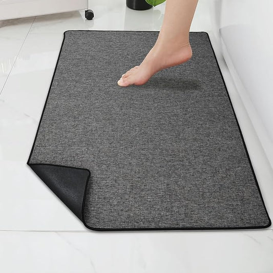 Yancorp Ultra Thin Bath Mat & Rug 32"x 47", Rubber Backed Non-Slip Bathroom Mats, Quick Dry Shower Rugs Under Door, Super Absorbent Floor Mats for Bathroom Sink & Shower Brown