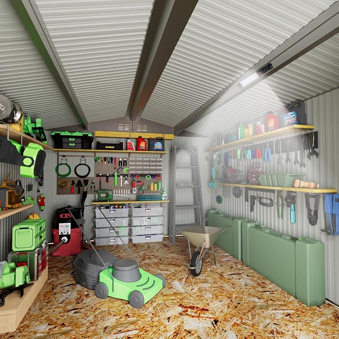 Metal Storage Shed,Outdoor Storage Building 10x12,Large Backyard Sheds with Lockable Doors,Waterproof Outside Storage Shed