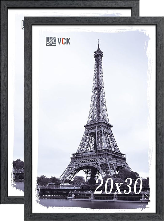 VCK 20x30 Poster Frame Set of 2, Black Solid Wood Picture Frames with Exclusive Woodgrain, Wall Gallery Frame