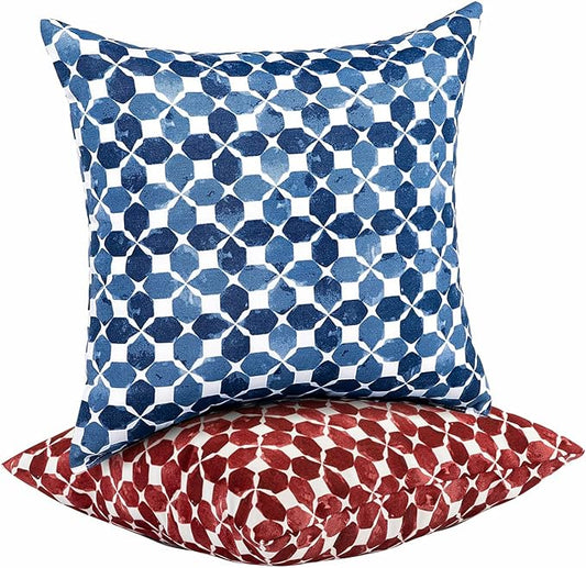 JMGBird 18×18 Inch Outdoor Lumbar Pillows Pack of 2 Colors Waterproof Throw Pillows with Insert Rectangular Decorative Garden Cushion for Home Furniture Patio Coach Sofa