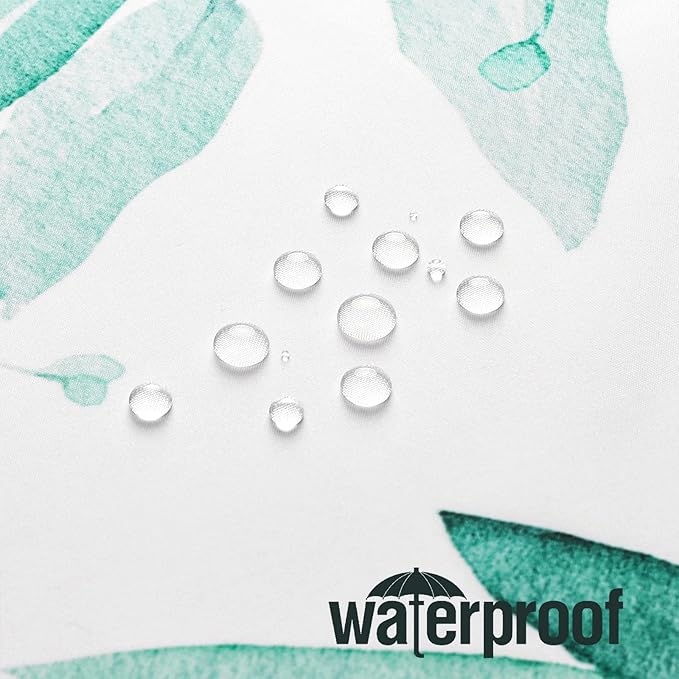 Gibelle Teal Eucalyptus Shower Curtain, Watercolor Plant Leaves with Floral Bathroom Shower Curtain Set with Hooks, 72x72