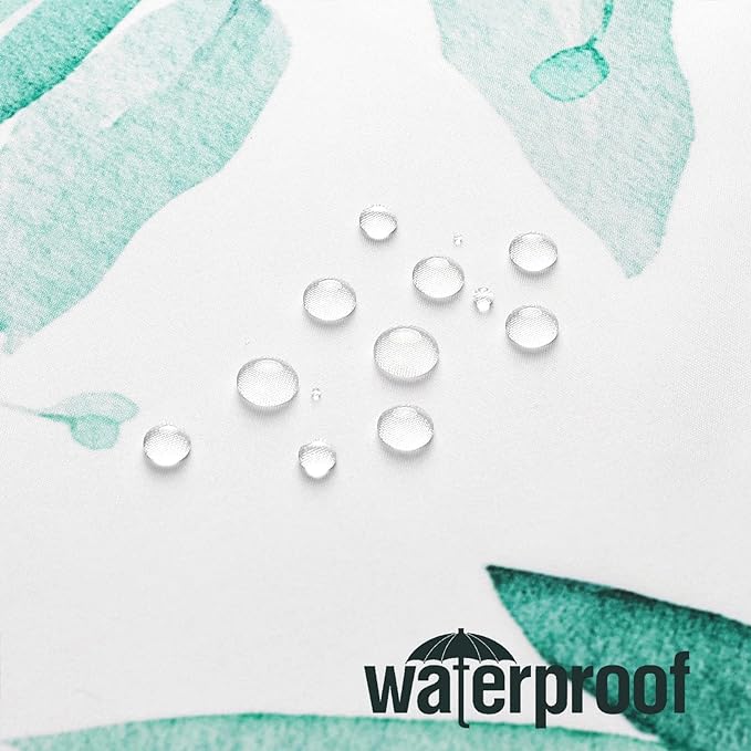 Gibelle Long Shower Curtain 72 x 78, Teal Floral Shower Curtain for Bathroom, Watercolor Plant Eucalyptus Leaves Fabric Shower Curtain Set with Hooks