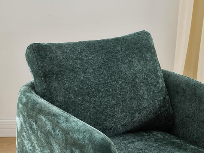 Modern Barrel Accent Chair, Mid-Century Beige Chenille Fabric Armchair for Living Room, Comfy Upholstered Reading Accent Chairs Single Sofa Chair for Bedroom Waiting Room Office,1 PCS, Green
