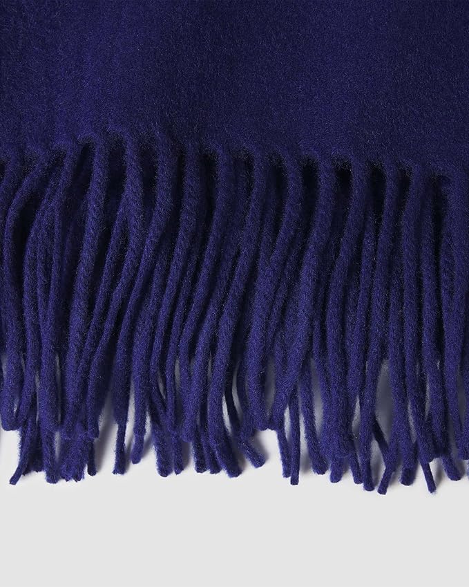 State Cashmere Home Throw Blanket with Decorative Fringe 100% Pure Cashmere Ultra Soft Accent Blanket for Couch, Sofa & Bed (Navy, 60"x50")