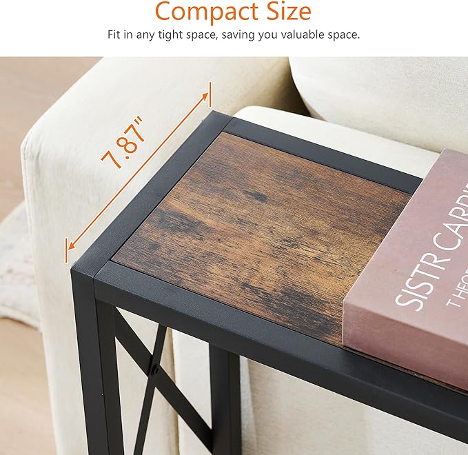 Console Table, 70” Narrow Sofa Table, Entryway Table, Industrial Sofa Table for Hallway, Living Room, Bedroom, Long Console Table,Rustic Brown