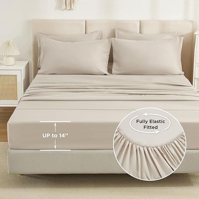 Litanika Oversized King Comforter Sets Tannish Grey - 7 Pieces Bed in a Bag Oversized King Bedding Comforter Sets, Solid Lightweight Bed Set with Comforter, Sheets, Pillowcases & Shams