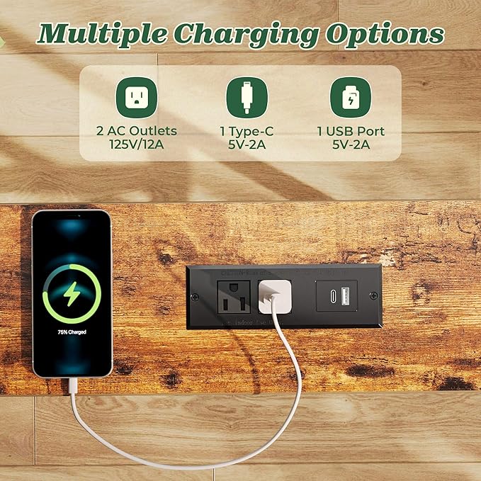 SUPERJARE 78.8 inch Narrow Console Table with Outlet, Sofa Table Set of 2, Behind Couch Table, Long Entryway Tables with Charging Station, for Living Room, Rustic Brown