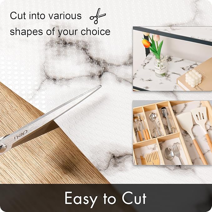 Cooyes Shelf Liner – Premium Non-Adhesive Cabinet and Drawer Liner for Kitchens – Waterproof Shelf Paper with Modern Pattern – Durable EVA Cabinet Mat – Easy to Cut