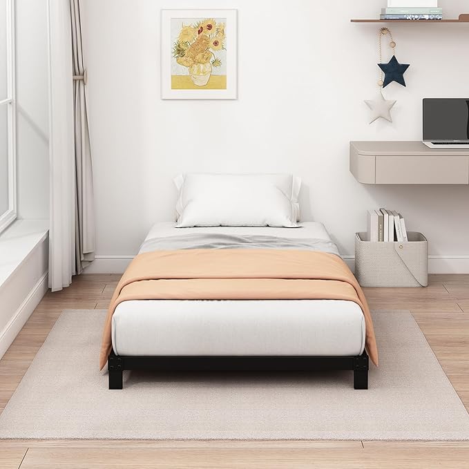 5 Inch Low Twin XL Bed Frames Heavy Duty Metal Platform, No Box Spring Needed, Easy Assembly Mattress Foundation, No Noise, Black