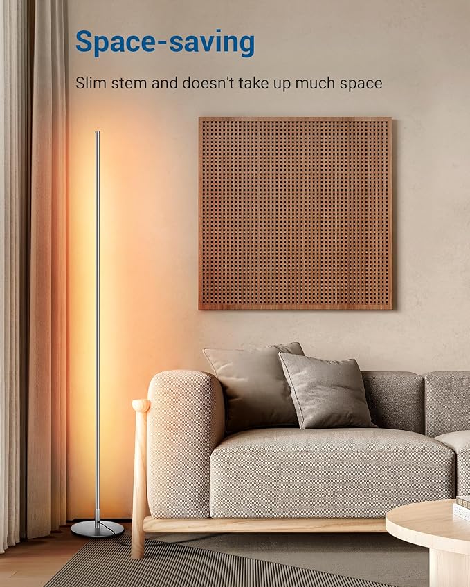 DEWENWILS Floor Lamp, Set of 2 LED Corner Light Works with Foot Switch, 1100 Lumen Dimmable Floor Lamp with 3000K Warm White, 57.5" Tall Standing Lamp for Living Room, Bedroom, Office (Silver)