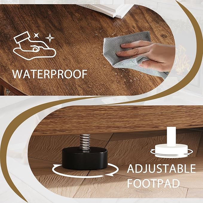 HSH Round Wood Coffee Table, Rustic Brown Circle Center Table with Storage, Farmhouse Wooden Living Room Coffee Tea Tables in Small Room, Unique Vintage 2 Tier Circular Middle Cocktail Table, 31.5 in