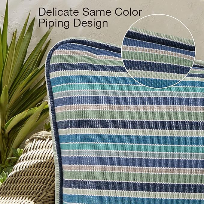 Sunbrella Decorative Outdoor Water Repellent Throw Pillows with Inserts, Set of 4, 20" x12" Pillows for Patio, Backyard, Bed, Couch, and Patio Furniture, Swell Turquoise