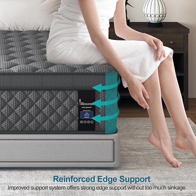 Twin Hybrid Mattress, 10 Inch Medium Mattress Euro Top for Back & Lumbar Support, Individual Pocket Spring Bed for Motion Isolation & Pressure Relief