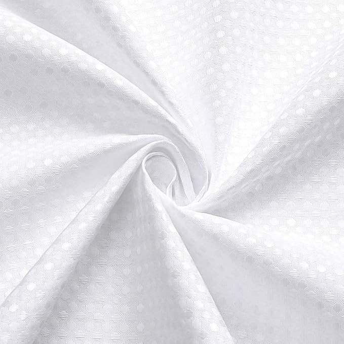 3 in 1 Long Shower Curtain Set-72 W x 78 H, White Waffle and PEVA Liner Set with 12 Stainless Steel Hooks, Waterproof Fabric for Bathroom