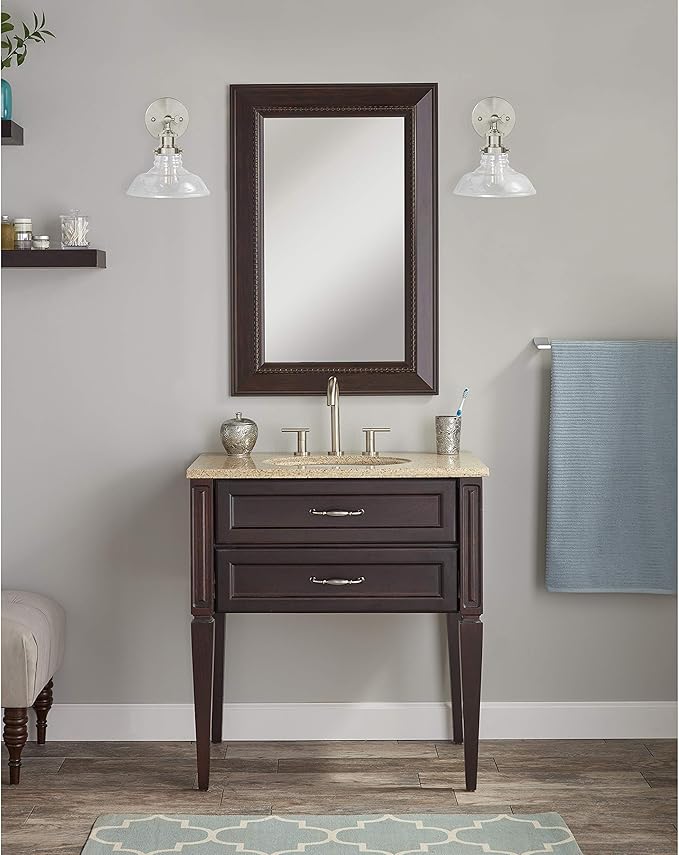 Linea di Liara Lucera Farmhouse Brushed Nickel Wall Sconce Wall Lighting Fixture Vanity Wall Sconce Lights Bathroom Sconces Wall Lights for Hallway, Bulb Included, UL Listed