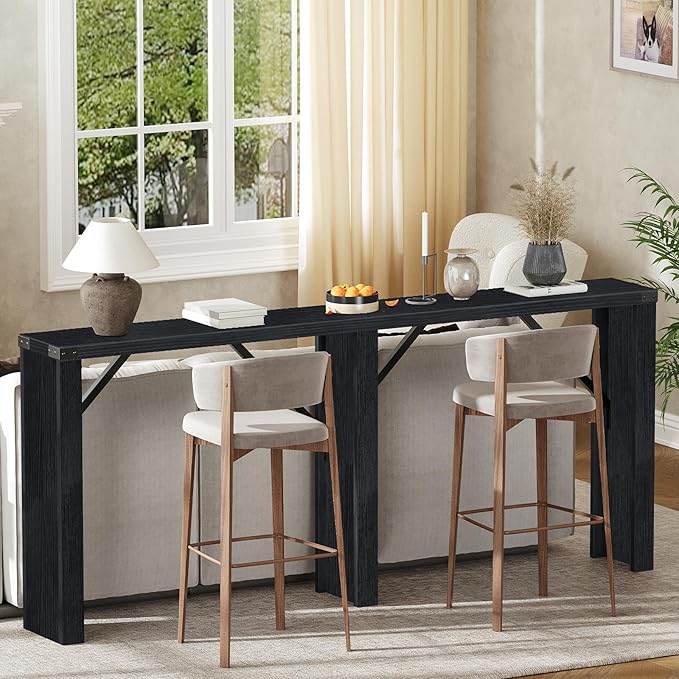 Console Table, 63" Long Behind Couch Sofa Table, Entryway Table, Farmhouse Console Table for Narrow Spaces, Hallway, Living Room, Black CT30BB
