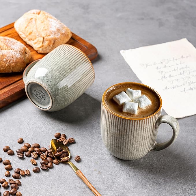 GBHOME Ceramic Coffee Mugs Set of 6, 12oz Handmade Ceramic Coffee Mugs Set with Gradient color for Latte/Tea/Beer/Hot Cocoa, Dishwasher & Microwave Safe