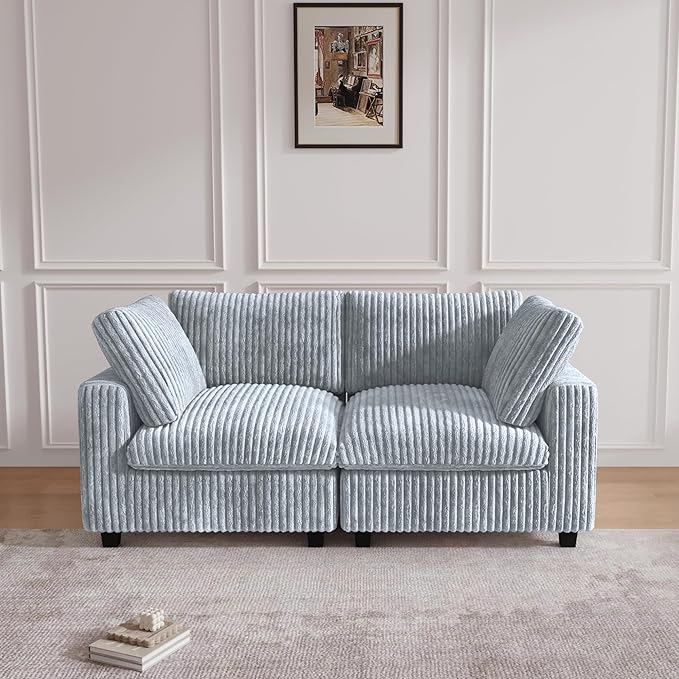 JACH 78" Deep Seat Sectional Couches, Convertable Sleeper Sofa for Living Room, Love Seat Couch, Sofa Covers Washable, Modular Sectional Sofas for Living Room, Apartment, Light Grey