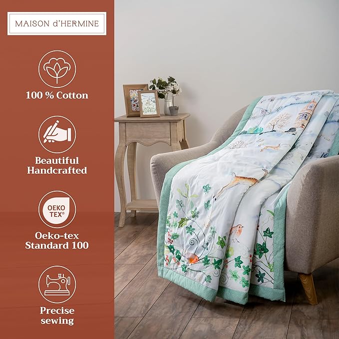 Maison d' Hermine Throw Blanket for Couch Lightweight Soft Warm Breathable Cotton Throw Blankets for Bed Girls Boys Women Men Gifts Sofa Travel Living Room Chair Bedding (60"x80", Snowy World)