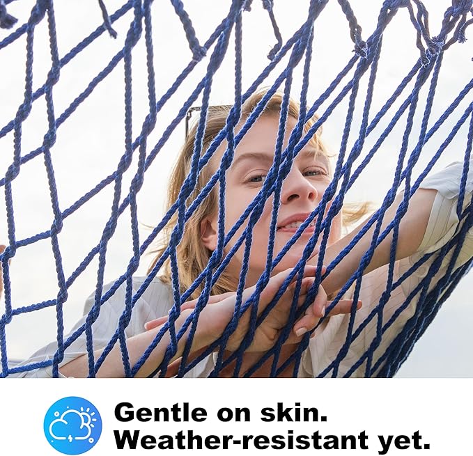 14ft Cotton Rope Hammocks for 2 Person (Blue, Queen)