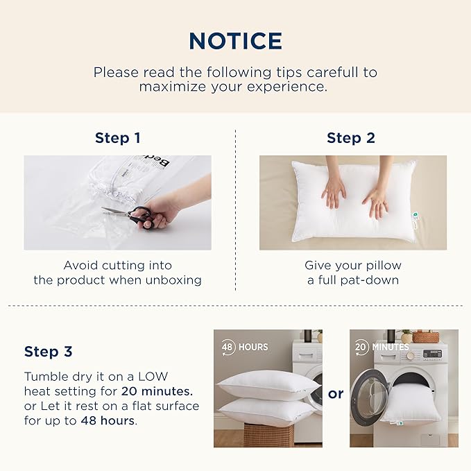 Bedsure Pillows Standard Size Set of 2, Prewashed Ultra-Soft Bed Pillows, Hotel Luxury Down Alternative Filling, Breathable & Fluffy for Back, Side, Stomach Sleepers