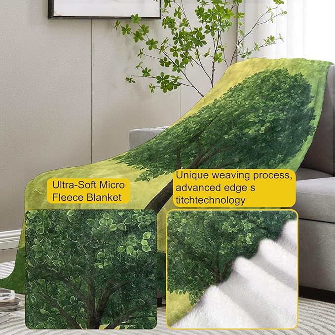 Verdant Tree Flannel Blanket, Tree Gifts, Tree-Themed Blanket for Women, Soft Lightweight Throw Blankets for Bed Home Travel Decor 50" x 60"