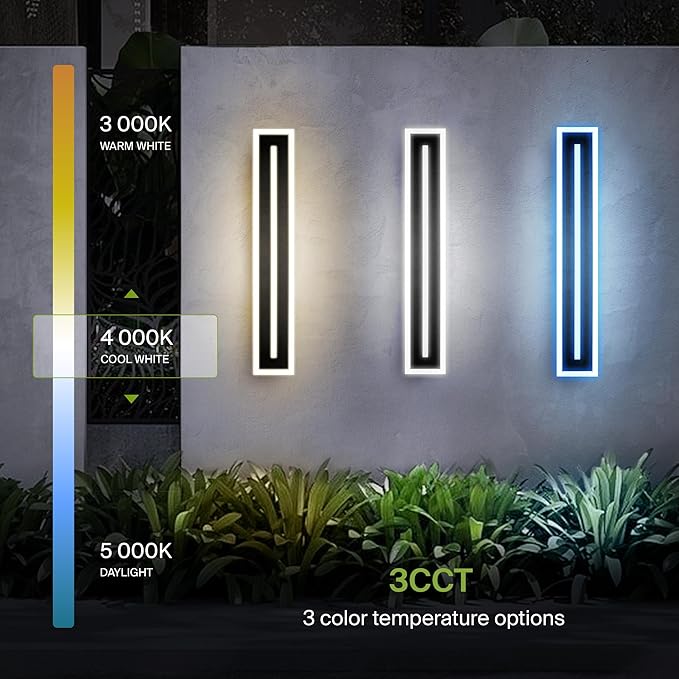 ASD LED 36" Long Wall Mount Light Fixture, Outdoor & Indoor Linear Sconce | 3CCT, Dimmable, Waterproof, Anti-Rust, ETL Listed | 30W 1850LM 3000-5000K 100-277V | Exterior Porch Lighting | Black, 2 Pack