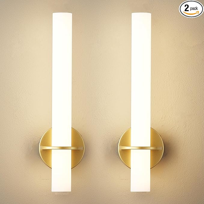 Gold Battery Operated Sconce Set of 2, Rechargeable Wireless Wall Lights with Remote Control,Dimmable,3000K-6000K,360° Rotation, Cordless Lighting for Living Room,Bedroom,Hallway,18 Inch