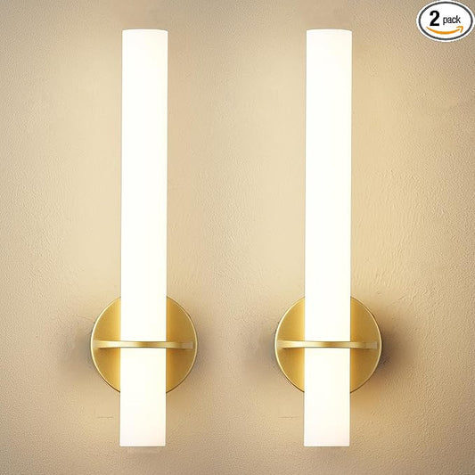 Gold Battery Operated Sconce Set of 2, Rechargeable Wireless Wall Lights with Remote Control,Dimmable,3000K-6000K,360° Rotation, Cordless Lighting for Living Room,Bedroom,Hallway,18 Inch