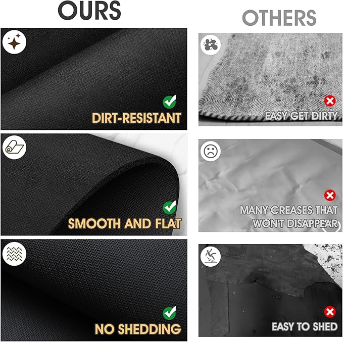 Ultra Thin Non-Slip Bath Mat Fit Under Door, Upgrade Backing Non Slip Bath Mat, Quick Dry Ultra Absorbent Bathroom Rugs, Machine Washable Bath Mats for Bathroom, Bathtub & Kitchen, Black, 59"x20"