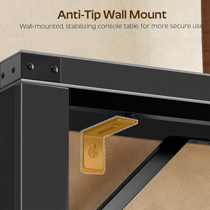 Console Table, 70.8" Long Behind Couch Sofa Table, Entryway Table, Farmhouse Console Table for Narrow Spaces, Hallway, Living Room, Black CT31BB