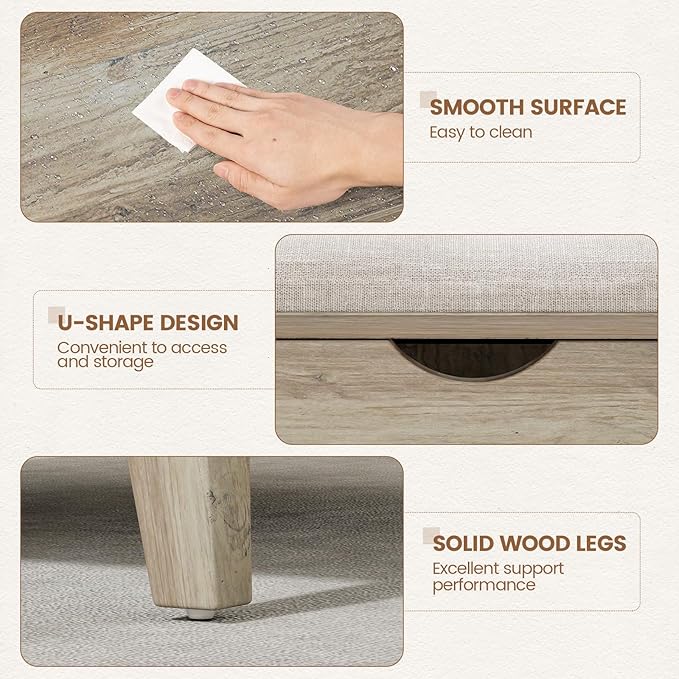 VOPEAK Lift Top Coffee Table with Storage, Large Square Coffee Table with Thickened Cushion, Family Gathering Center Table, Modern Wooden Coffee Tables for Living Room, Solid Wood Legs, Gray