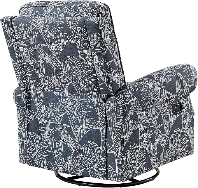 HULALA Home Rocker Recliner Set of 2, Modern Printed Fabric Swivel Glider with Adjustable Backrest & Footrest, Upholstered Manual Recliner Chair Home Theater Singe Sofa for Living Room Bedroom, Navy