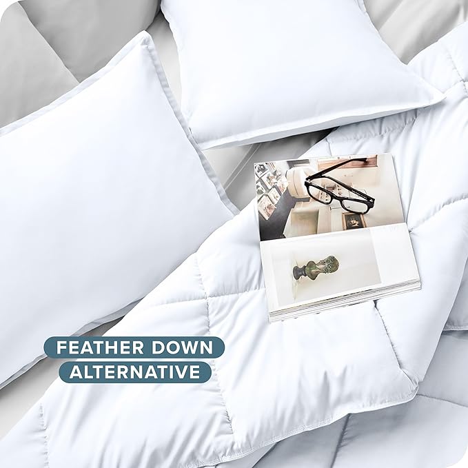 Bare Home Comforter Set - Oversized Queen Size - Ultra-Soft - Goose Down Alternative - Premium 1800 Series - All Season Warmth (Oversized Queen, White)