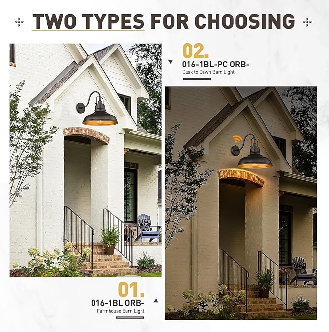 zeyu 2 Pack Gooseneck Barn Lights Outdoor, Outdoor Wall Sconces for Porch Patio, 18" Farmhouse barn Lights in Oil Rubbed Bronze Finish, 016-1BL-2 ORB