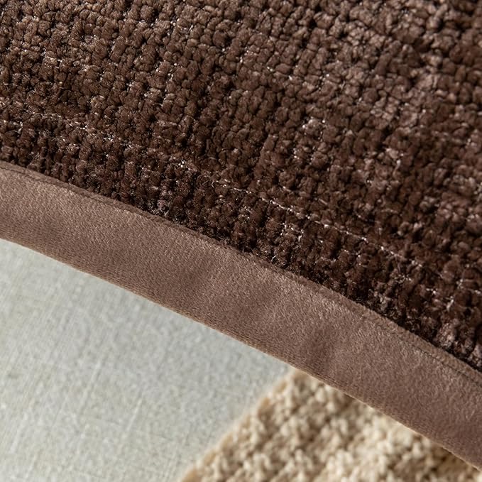 Yaertun Pack of 2 Chenille Textured Decorative Throw Pillow Covers Accent Solid Cushion Cover Soft Cozy Pillow Case with Velvet Back for Couch Sofa Bed Living Room 12x20 Inch Coffee