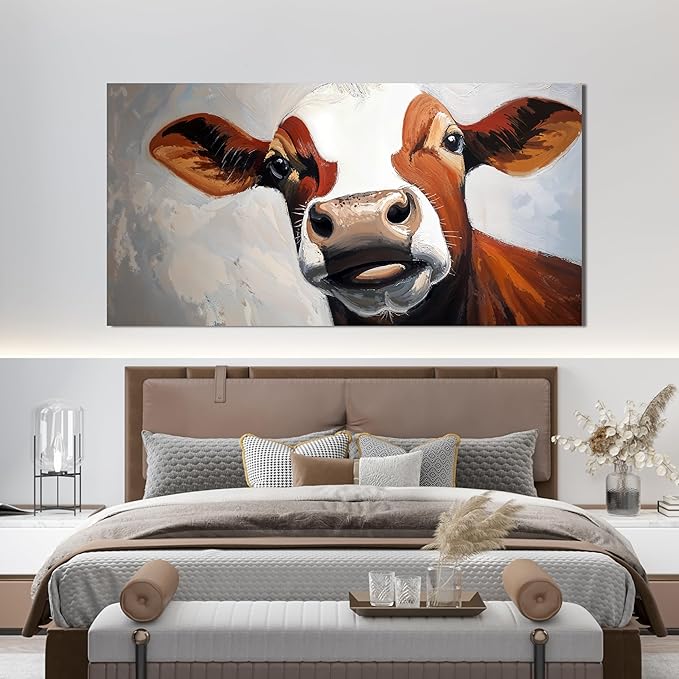 Canvas Wall Art Decor Canvas Large Abstract Living Room Decor Wall Highland Cow Black And White Wall Art Modern Abstract Wall Art Canvas Print Work For Home Kitchen Office Wall Decor 24" X 48"