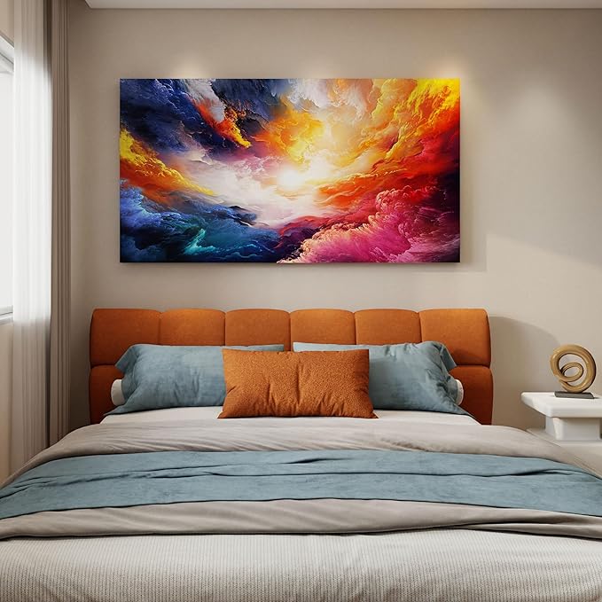 Pogusmavi Wall Art for Living Room - Abstract Canvas Wall Art - Colorful Paintings for Wall Decorations - Large Wall Decor - Art Work for Office Contemporary Home 58×29in