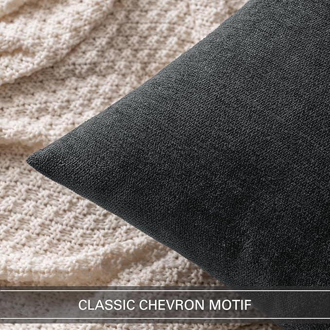 MIULEE Pack of 2 Black Decorative Pillow Covers 18x18 Inch Soft Chenille Couch Throw Pillows Farmhouse Cushion Covers for Home Decor Sofa Bedroom Living Room