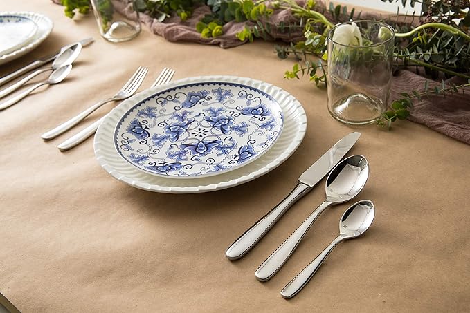 Fortessa Grand City Flatware 20 Piece Set, 10", Silver,