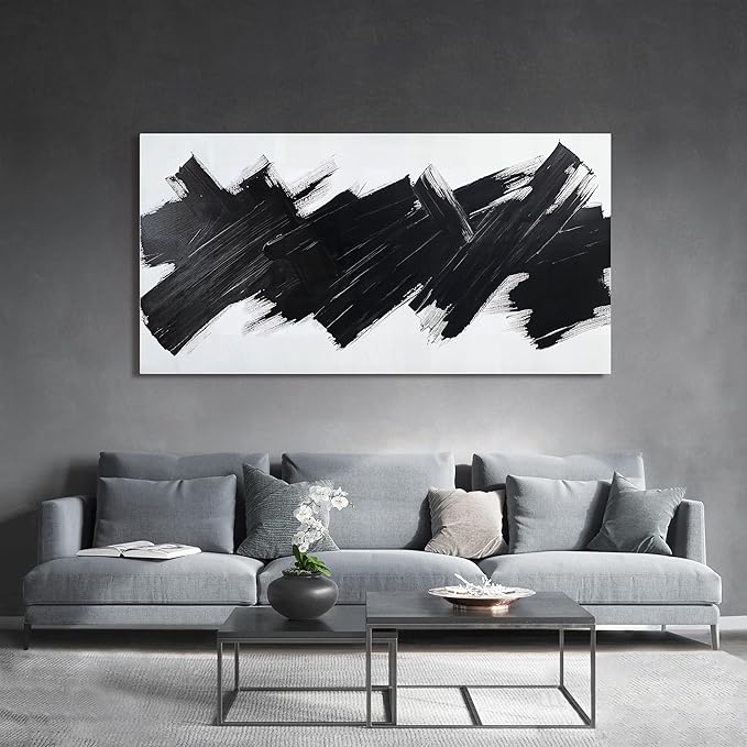 Abstract Wall Art Decor Modern Large Wall Art For Living Room Black Canvas Wall Art Large Artwork for Walls Abstract Canvas Art Canvas Print Art Work For Home Kitchen Office Wall Decor 29" X 58"