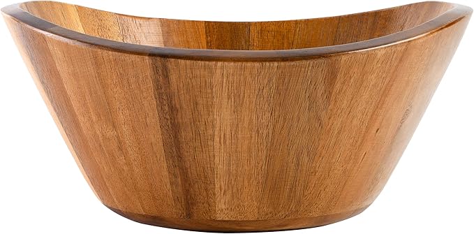 Gibson Home Sherwood 3-Piece Acacia Wood Salad Bowl Set, 32 Quart Large Serving Bowls, Natural Finish, Durable & Eco-Friendly