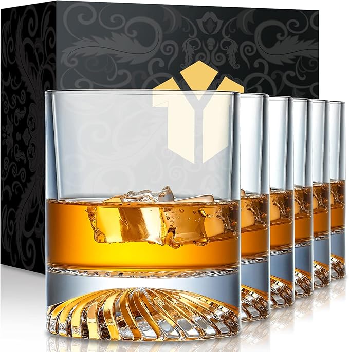 Whiskey Glasses Old Fashioned Glasses Set of 6 12oz Rocks Glasses Gift for Men Women Drinking Bourbon Scotch Cocktails Rum Cognac Vodka at Home Bar