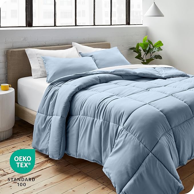 Bare Home Comforter Set - Twin/Twin Extra Long Size - Ultra-Soft - Goose Down Alternative - Premium 1800 Series - All Season Warmth (Twin/Twin XL, Dusty Blue)
