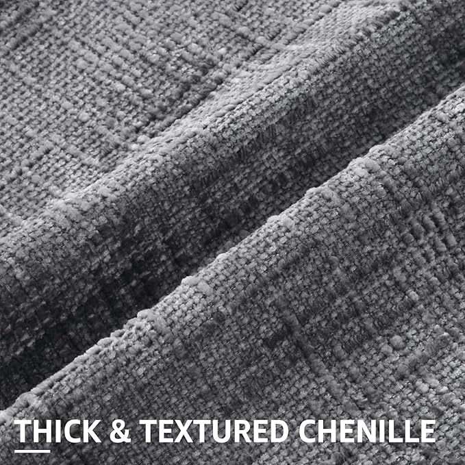 decorUhome Dark Grey Chenille Throw Pillow Covers 18x18 Set of 2 Thick Textured Slubby Couch Pillow Covers Farmhouse Accent Modern Neutral Decorative Pillow Cases for Bed Sofa Living Room